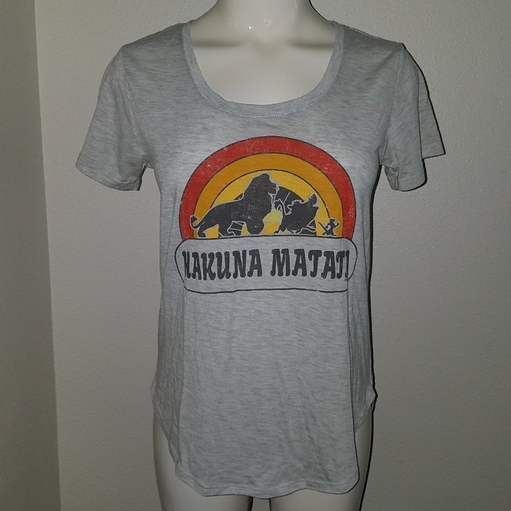 Hakuna Matata The Lion King Disney Shirt Tee Heathered Gray Juniors Small